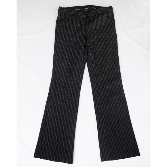 Express Editor Women's Trouser Pants - Black with White Stripes - Picture 1 of 5